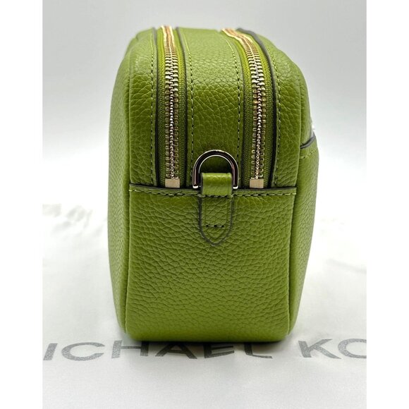 Michael Kors Bryant Med Leather Double Zip Chain Camera Crossbody Meadow Green - Picture 5 of 16